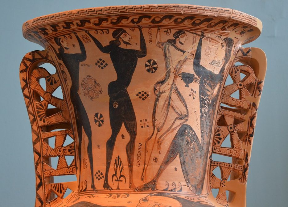 Funerary Proto-Attic Amphora with a depiction of the blinding of Polyphemus by Odysseus and his companions, 670-660 BCE, Eleusis Museum