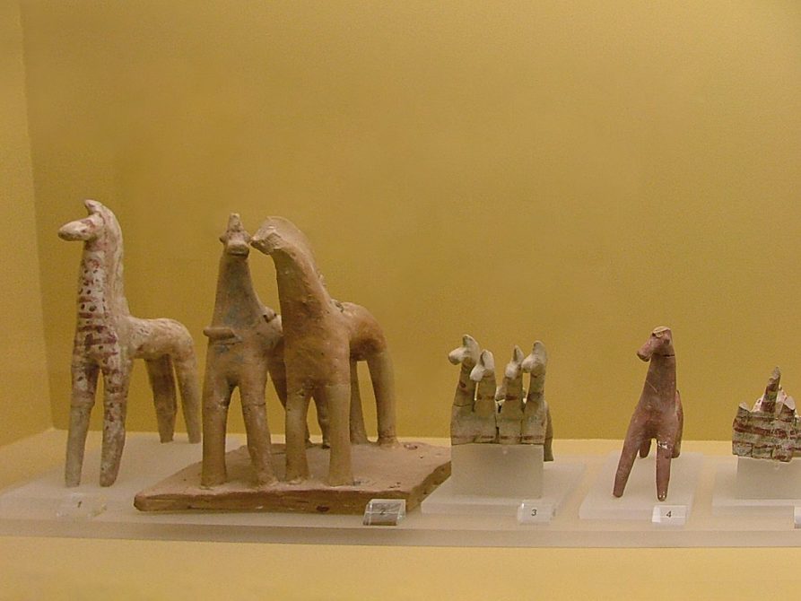 Protoattic pottery in Ancient Agora Museum of Athens. 7th century BC.: