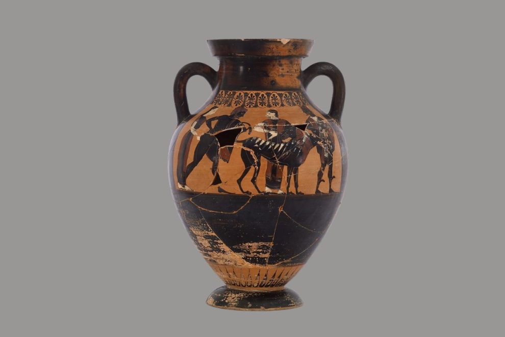Exekias: Black-figure Belly Amphora with the Reclamation of Helen and Herakles and Kerberos