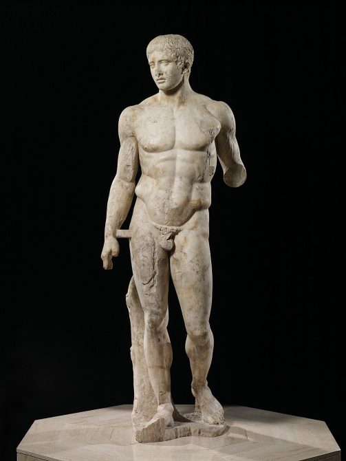 Doryphoros (Spear-Bearer) Roman marble statue after Polykleitos, Minneapolis Institute of Art