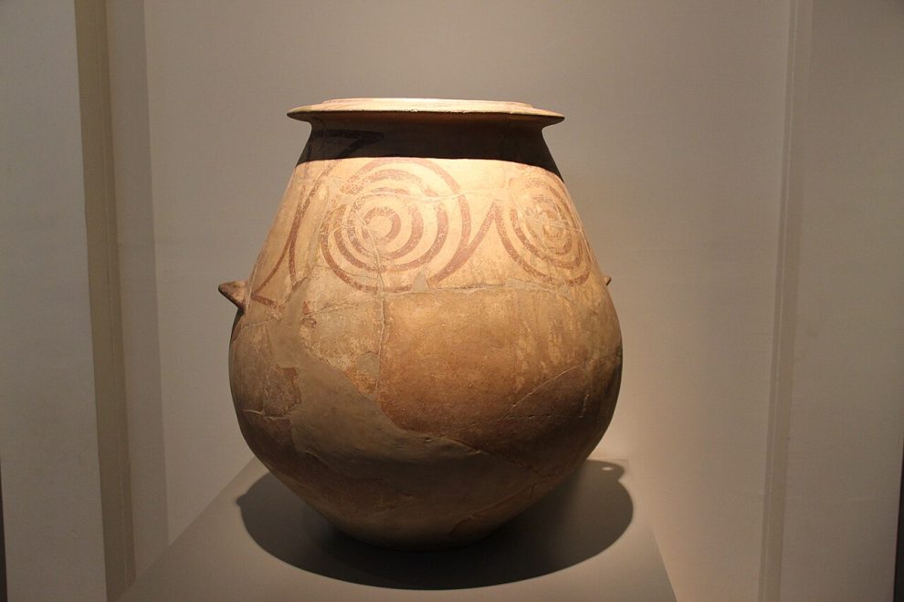 Middle Cycladic pithos from Milos displayed at the National Archaeological Museum in Athens